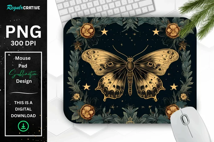 Vintage Night Moth Mouse Pad