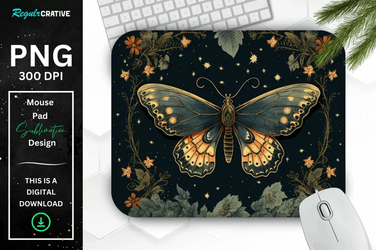 Vintage Night Moth Mouse Pad