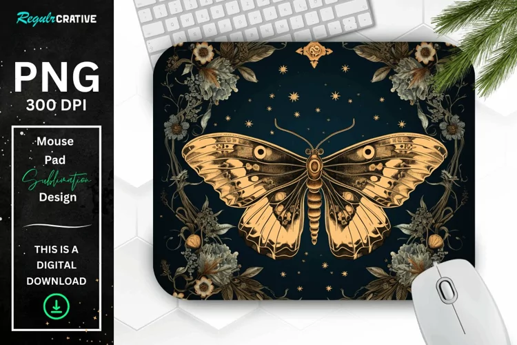 Vintage Night Moth Mouse Pad