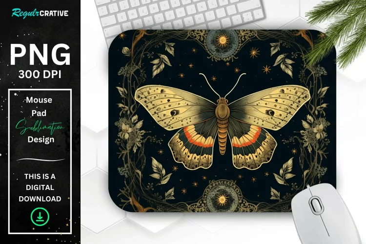 Vintage Night Moth Mouse Pad