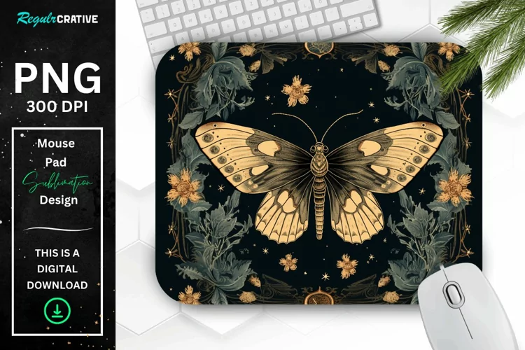 Vintage Night Moth Mouse Pad