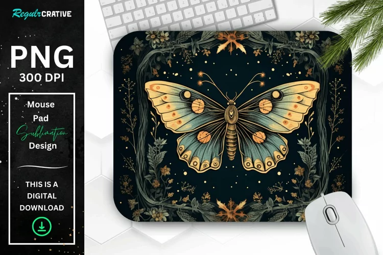 Vintage Night Moth Mouse Pad