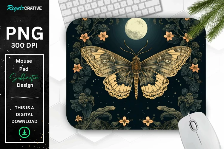 Vintage Night Moth Mouse Pad