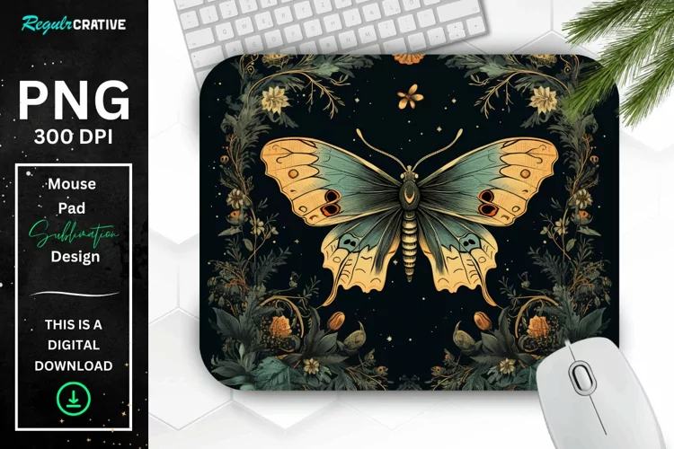 Vintage Night Moth Mouse Pad