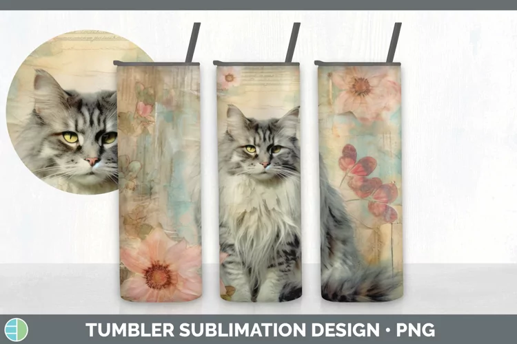 Vintage Norwegian Forest Cat Tumbler | Sublimation 20 oz Ski