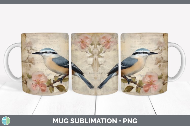 GorgeousDecoupage Nuthatches Mug Wrap design.