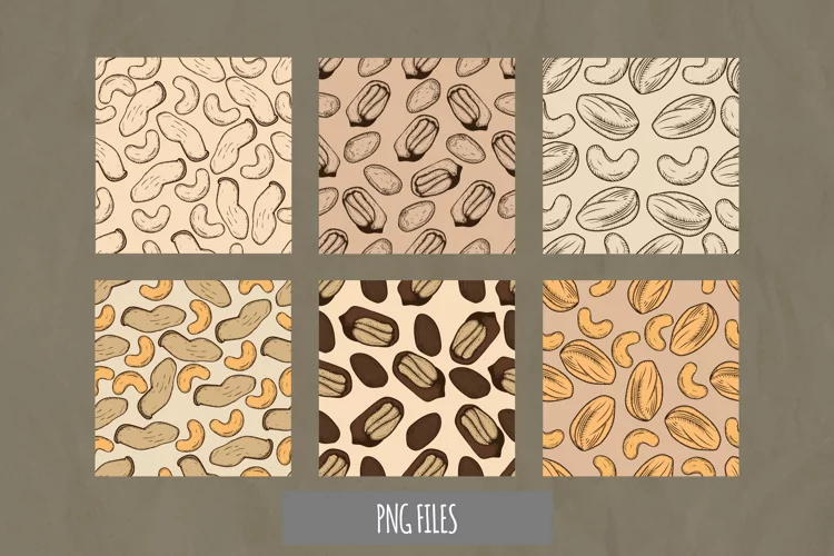Vintage Nuts Seamless Pattern Paper Pack