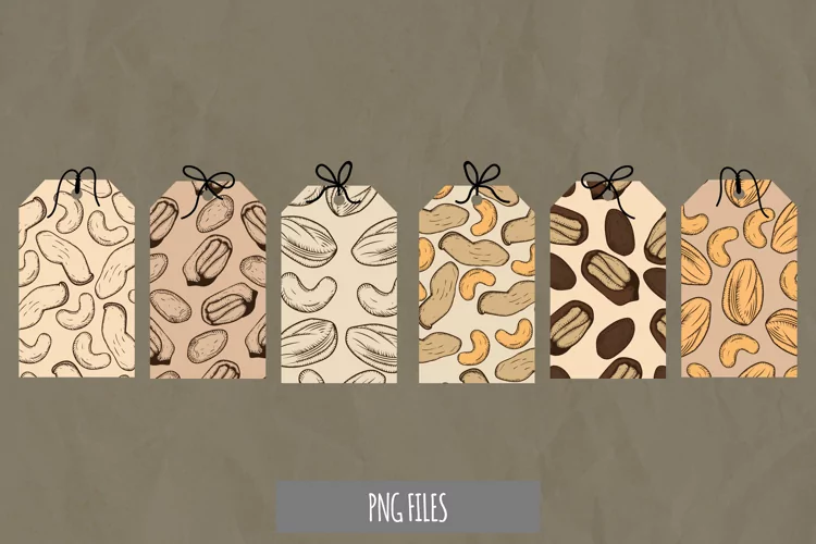 Vintage Nuts Seamless Pattern Shaped Tag