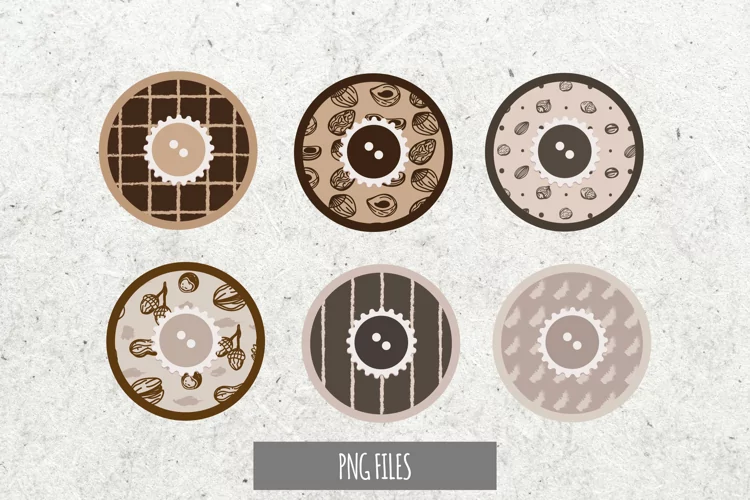 Vintage Nuts Seamless Pattern with Buttons