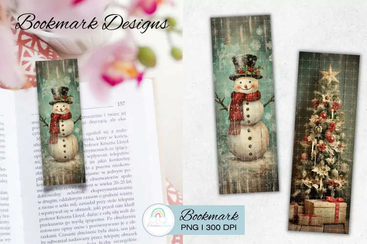 Vintage Old Christmas Bookmark Sublimation PNG