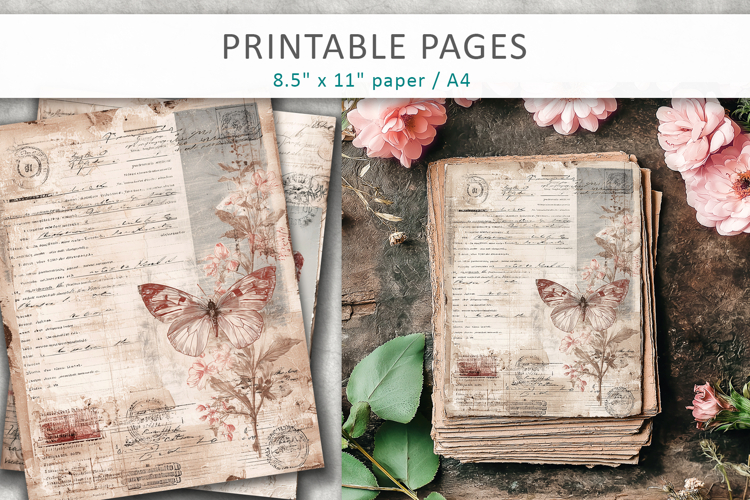 Shabby Chic Junk Journal Page, antique paper