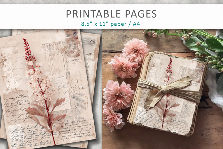 Shabby Chic Junk Journal Page, scrapbook paper