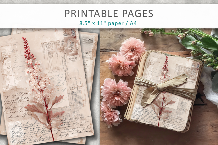 Shabby Chic Junk Journal Page, scrapbook paper