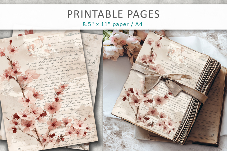 floral vintage paper, scrapbook paper