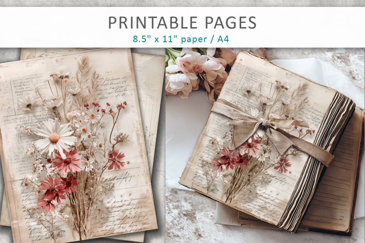 floral vintage journal page design