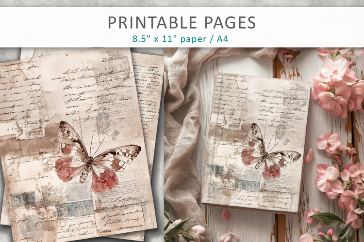 antique paper junk journal pages, vintage collage