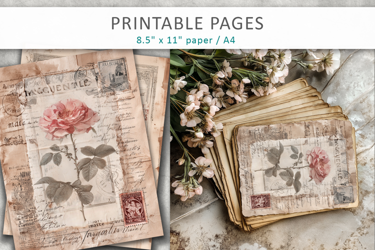 Antique Floral Scrapbook Paper