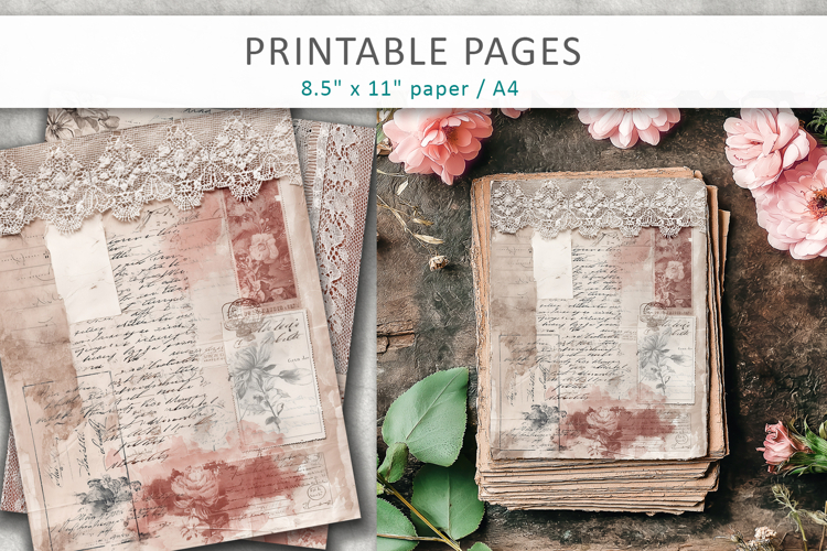 Shabby Chic Junk Journal Page with Lace