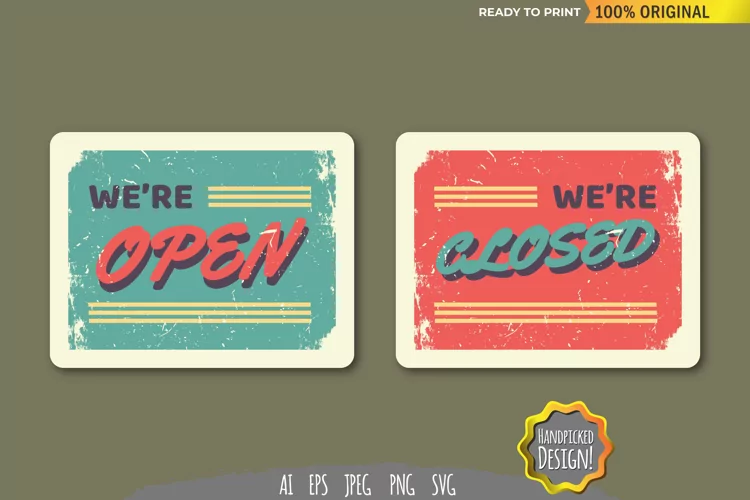 Vintage Open and Closed- Signboard