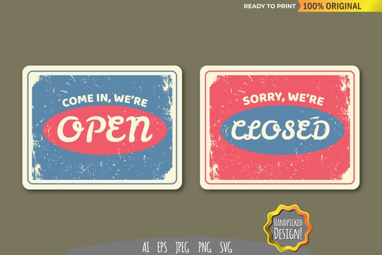 Vintage Open and Closed- Signboard example image 1