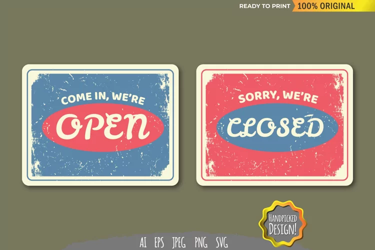 Vintage Open and Closed- Signboard