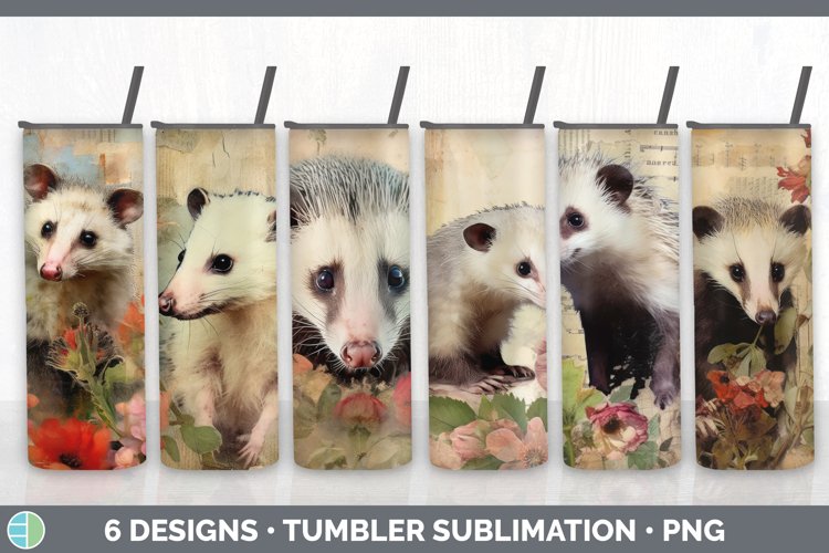 Vintage Opossum Tumbler | Sublimation 20 oz Skinny Tumbler D
