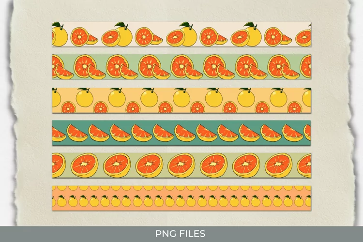 Vintage Orange Seamless Pattern Strips