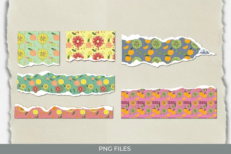 Vintage Orange Seamless Pattern Torn Paper