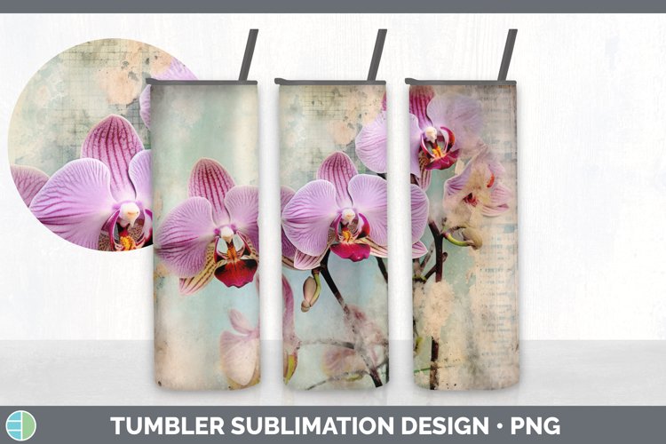 Vintage Orchid Flowers Tumbler | Sublimation 20 oz Skinny Tu