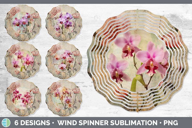Vintage Orchid Flowers Wind Spinner | Sublimation Spinner De