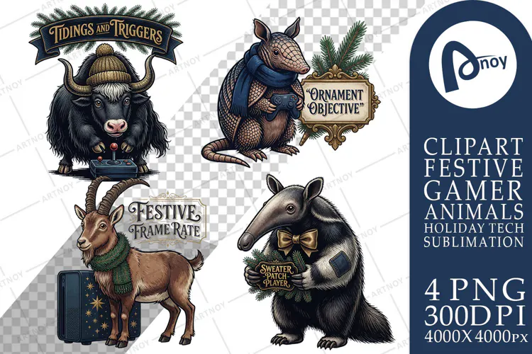 Vintage Ornament Quest Gamer Pets Sublimation