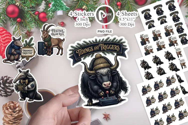 Vintage Ornament Quest Gamer Pets Sticker