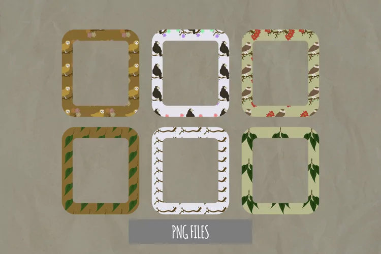 Vintage Owl and Flowers Pattern Frame Set