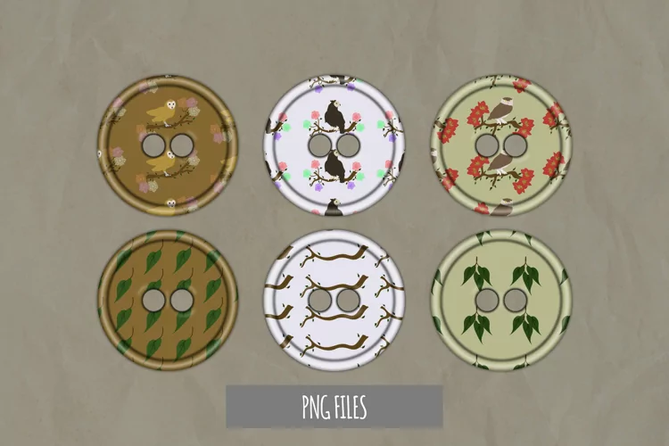 Vintage Owl and Flowers Pattern Button