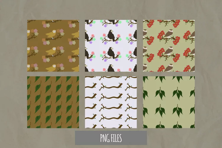 Vintage Owl and Flowers Seamless Pattern Paper Pack