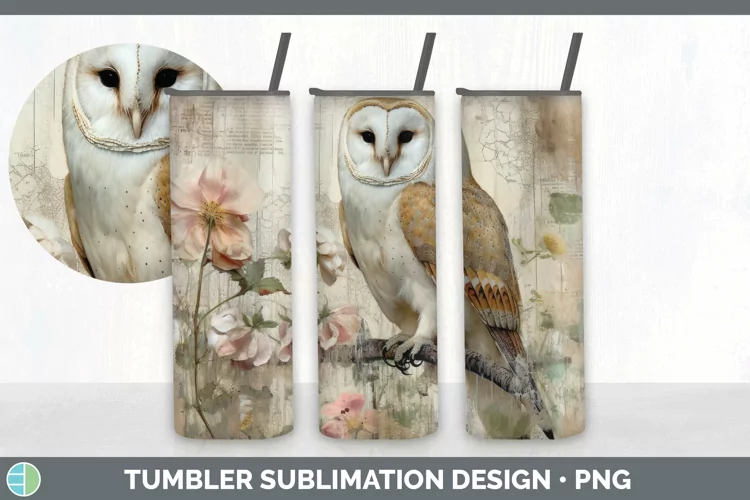 Vintage Owl Bird Tumbler | Sublimation 20 oz Skinny Tumbler