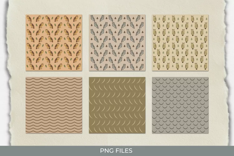 Vintage Owl Seamless Pattern Paper Packs