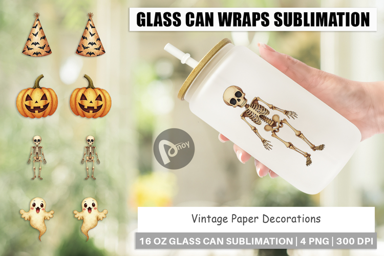 Vintage Decorations Glass Can