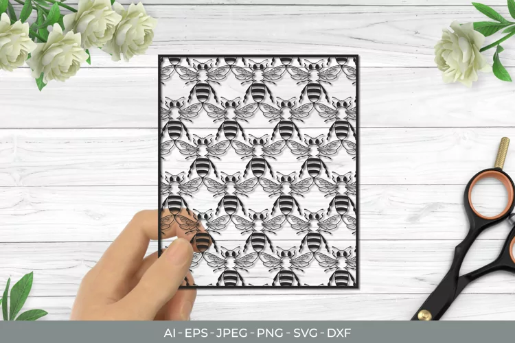 Vintage Stencil Bee Papercut