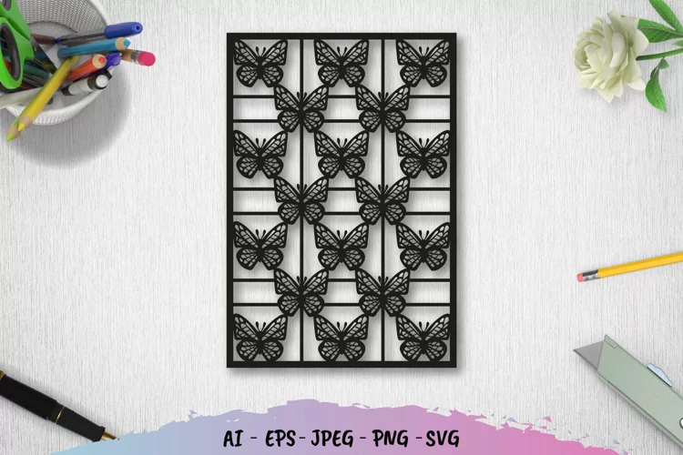 Vintage Stencil Butterfly Papercut SVG