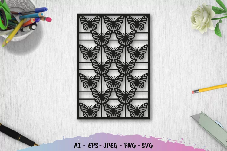 Vintage Stencil Butterfly Papercut SVG