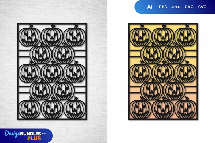 Vintage Papercut Stencil Halloween Pumpkin