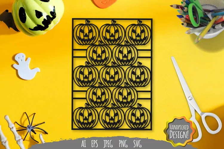 Vintage Papercut Stencil Halloween Pumpkin