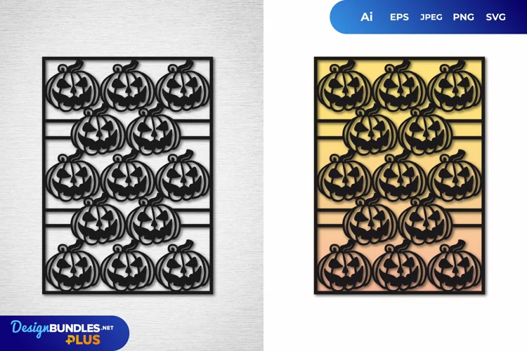 Vintage Papercut Stencil Halloween Pumpkin