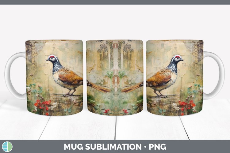 GorgeousDecoupage Partridges Mug Wrap design.