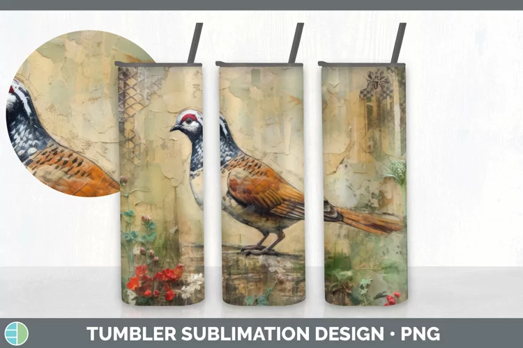 Vintage Partridge Bird Tumbler | Sublimation 20 oz Skinny Tu