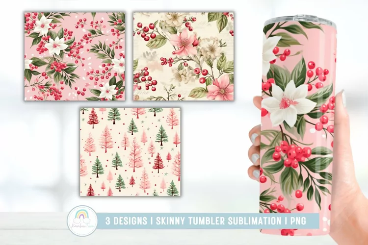 Pastel Christmas Vintage Tumbler Sublimation I Tumbler Wrap