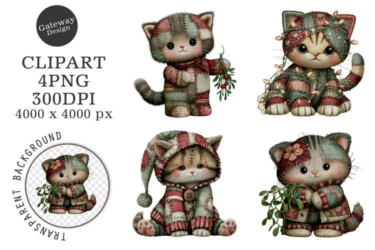 Vintage Patchwork Christmas Clipart