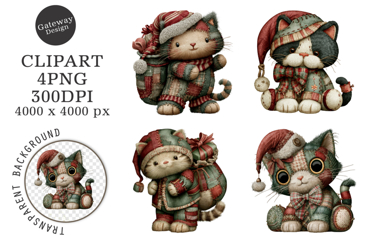 Vintage Patchwork Christmas Clipart