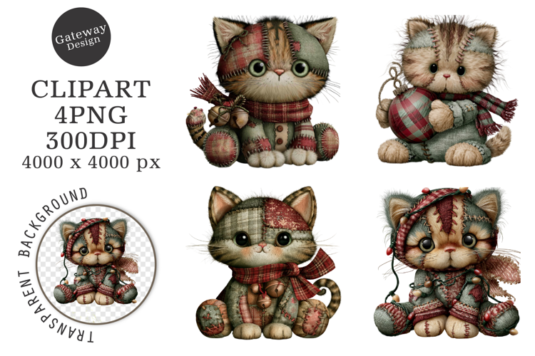Vintage Patchwork Christmas Clipart